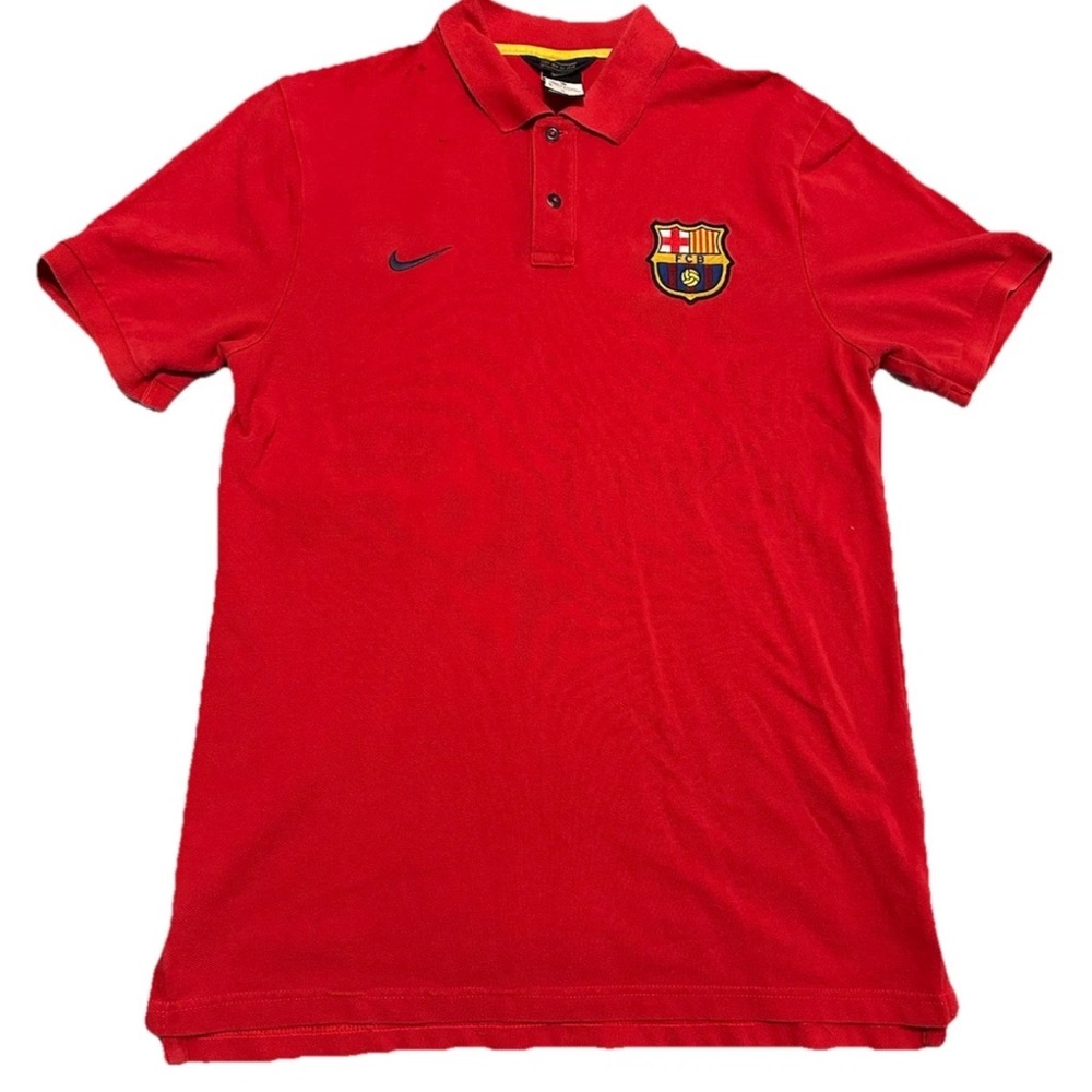 Nike FC Barcelona Mens Polo Shirt Sz Medium Soccer Red